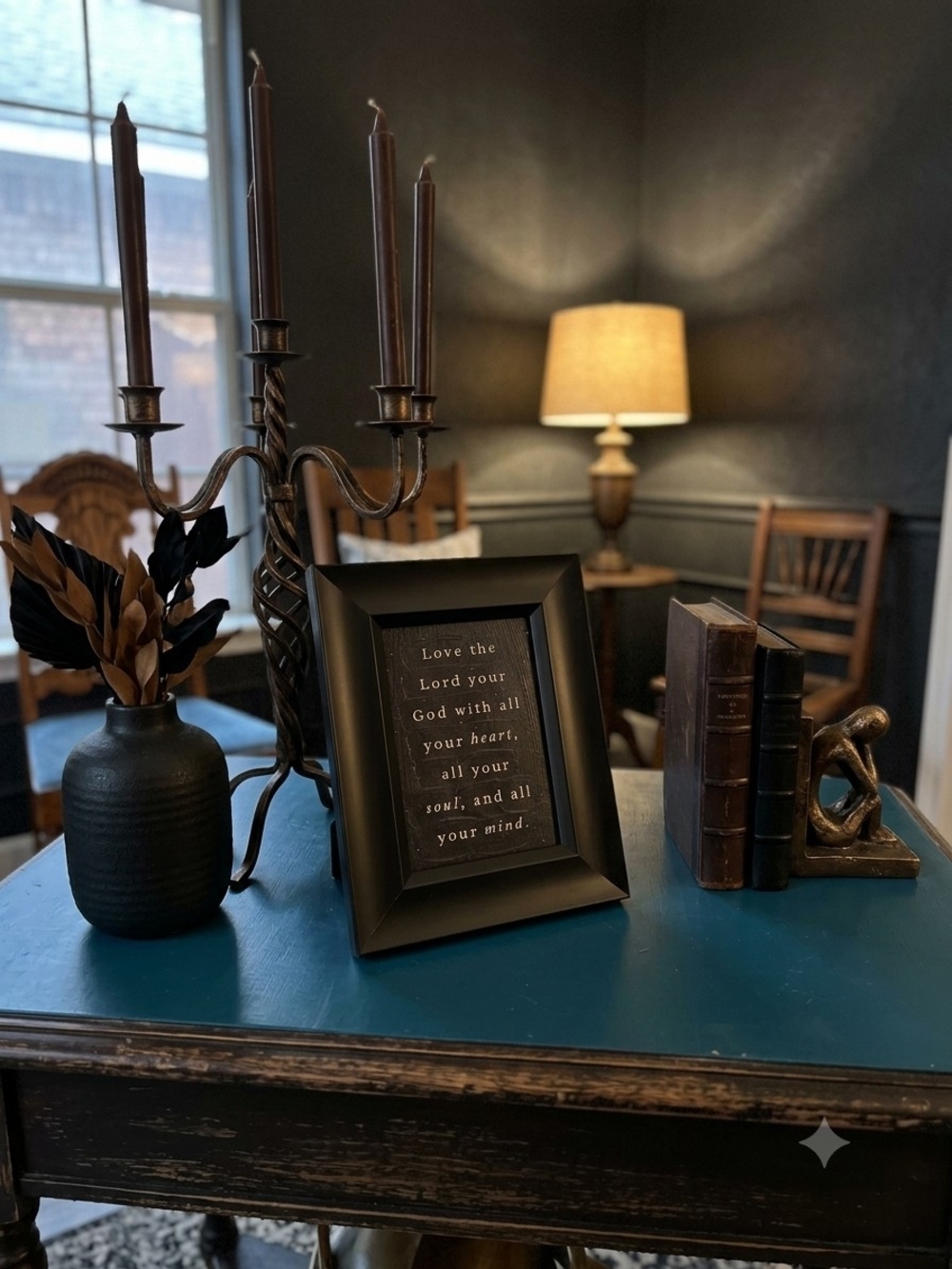 Black Framed Decorative Bible Verse Tabletop Plaque Sign Farmhouse Wood